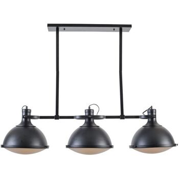 Suspension Industrielle Vintage Noire 3 Abat-jour Inclinable