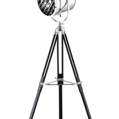 Maritimes Luxus Industrial Design Tripod Stehlampe Grid Chrom Schwarz