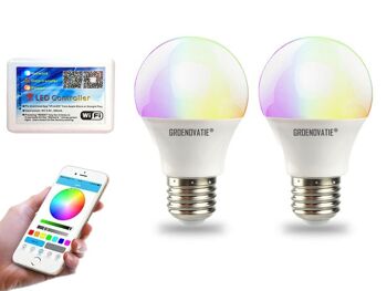 Kit de démarrage LED Wifi RGBWW (2x LED RGBWW E27 9W + module WiFi)