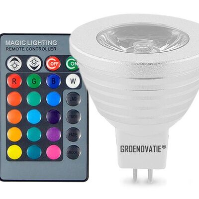 GU5.3 / MR16 LED Spot 3W RGB Dimmable Incl. Remote control