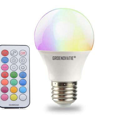 E27 LED Bulb 5W RGBWW Dimmable Incl. Remote control