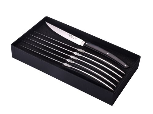 Boîte de 6 couteaux de table Thiers Pirou Brasserie, Paperstone noir