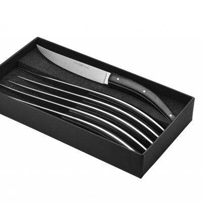 Box of 6 Stylver Brasserie table knives, Paperstone black