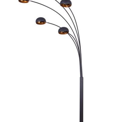 Lampada da terra di design industriale Cannes 5 luci oro nero