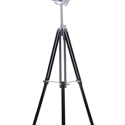 Maritimes Industriedesign Tripod Stehleuchte Chrom Schwarz