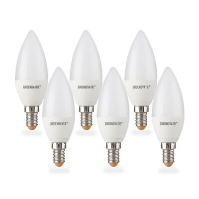 Pack de 6 lámparas vela LED E14 4W blanco cálido