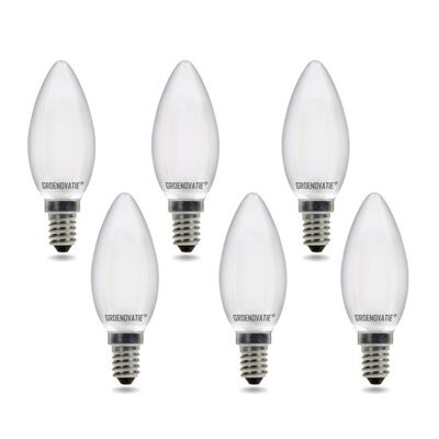 E14 LED Filament Candle Lamp 2W Warm White Dimmable Matte 6-Pack