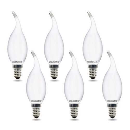 E14 LED Filament Kaarslamp Tip 2W Warm Wit Dimbaar Mat 6-Pack