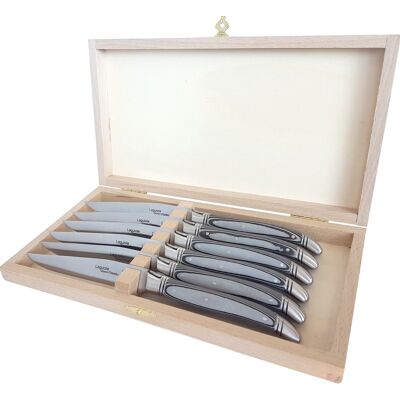 Coffret de 6 couteaux de table Laguiole Avantage, Paperstone gris