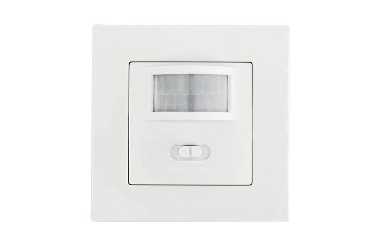 Rilevatore di movimento/sensore LED PIR da incasso a parete a due fili, IP20, bianco