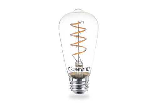 E27 LED Filament Rustikalamp 6W Spiral Extra Warm Wit Dimbaar