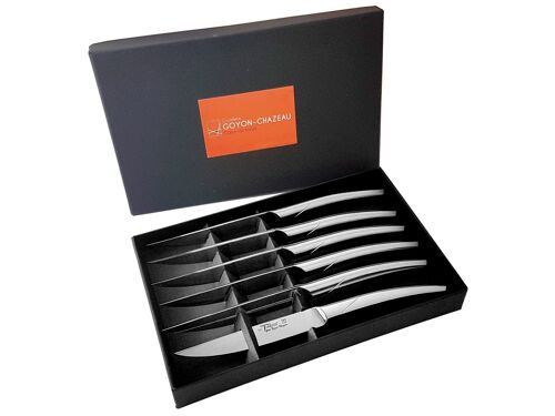 Boîte de 6 couteaux de table Le Thiers, tout inox monobloc brossé