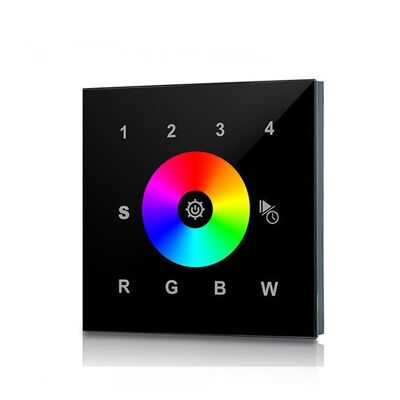 Controlador LED RF táctil RGBW 230V, Pared, Negro, Pro