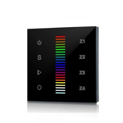 Controlador LED Full Touch RF y Wifi RGBW 230V, Pared, Negro, Pro