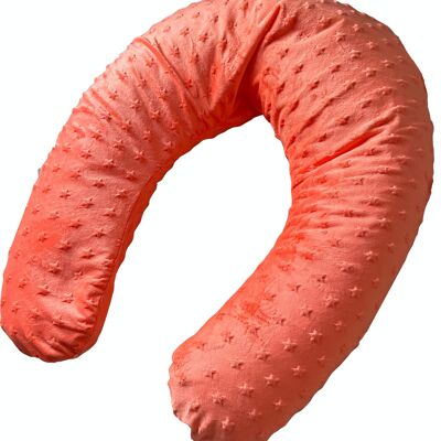 Nursing cushion 205 cm "velvet polyester" solid color - Coral