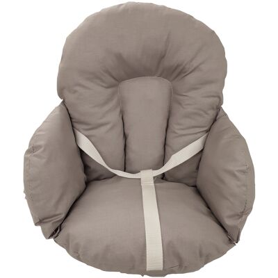 cuscino per sedia in tessuto di cotone rivestito + cinghie di supporto grigie