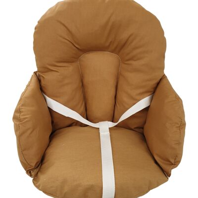 cuscino per sedia in tessuto di cotone rivestito + cinghie di supporto Camel