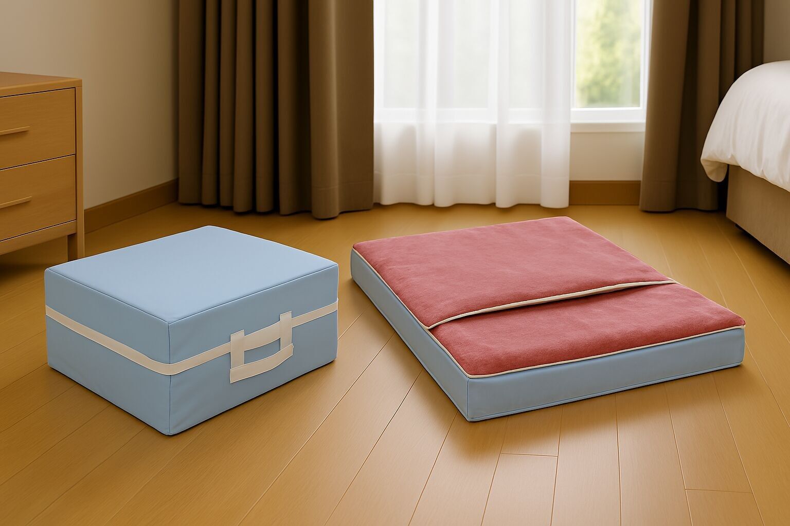 Set letto completo valigia pieghevole in PU 120x60x10 cm Corallo