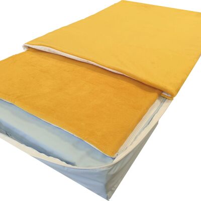 Complete sleeping kit folding suitcase in PU 120x60x10 cm Mustard