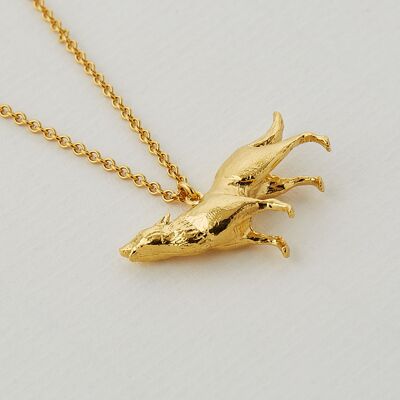 Howling Wolf Necklace - Gold plate