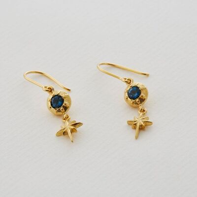 Guiding Star Blue Topaz Hook Earrings