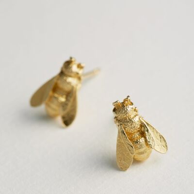 Large Honey Bee Studs - Gold plate