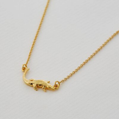 In-Line Crocodile Necklace - Gold plate