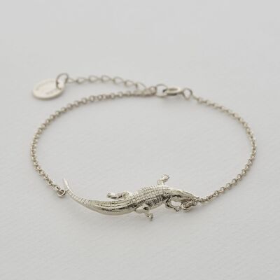 In-Line Crocodile Bracelet - Silver