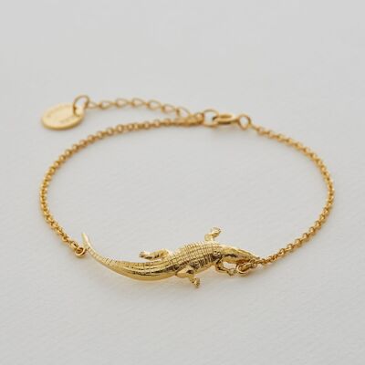 In-Line Crocodile Bracelet - Gold plate