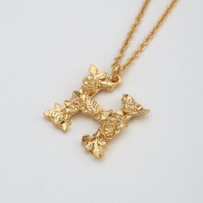 Floral Letter H Necklace - Gold plate