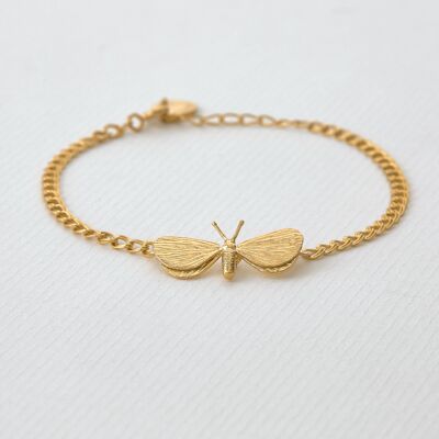 Drab Looper Moth Bracelet - Gold plate