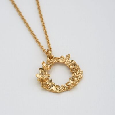 Floral Letter O Necklace - Gold plate