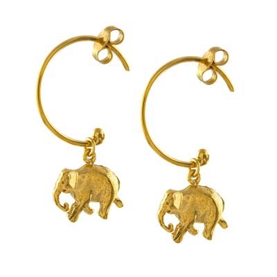 Indian Elephant Hoop Earrings - Gold plate