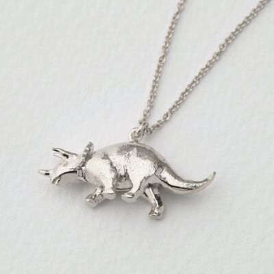 Triceratops Necklace - Silver