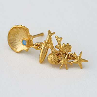 Coral Reef Opal Drop Earrings - Gold plate