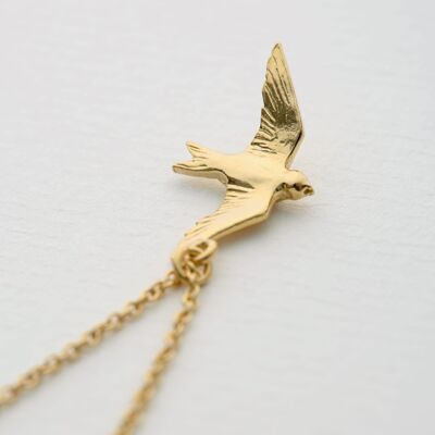 Flying Swallow Necklace - Gold plate