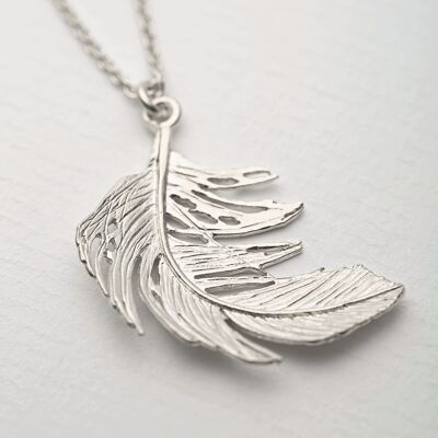 Big Feather Necklace - Silver