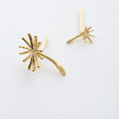 Assymetric Dandelion Fluff Earrings - Gold plate
