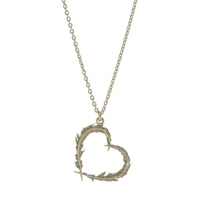 Delicate Feather Heart Necklace - Silver