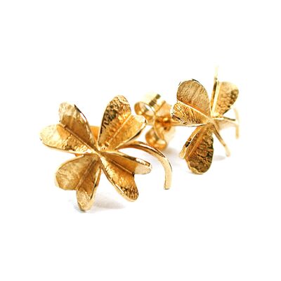 Lucky Clover Stud Earrings - Gold plate