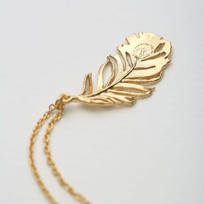 Peacock Feather Necklace - Gold plate