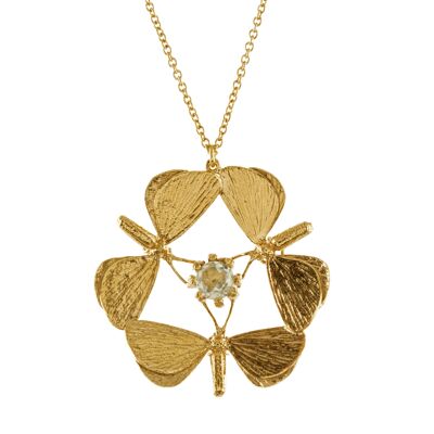 Moth Formation & Green Amethyst Necklace - Gold plate