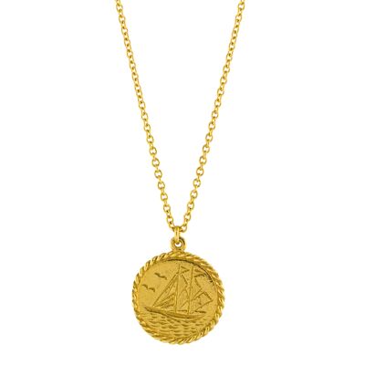 Nautical Antique Coin Necklace - Gold plate