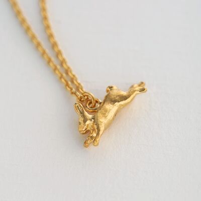 Leaping Rabbit Necklace - Gold plate
