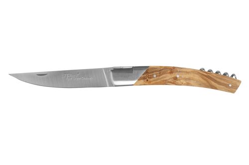 Couteau de poche Le Thiers Pirou, 12cm, tire-bouchon, Olivier