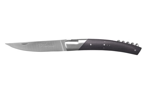 Couteau de poche Le Thiers Pirou, 12cm, tire-bouchon, Ebène