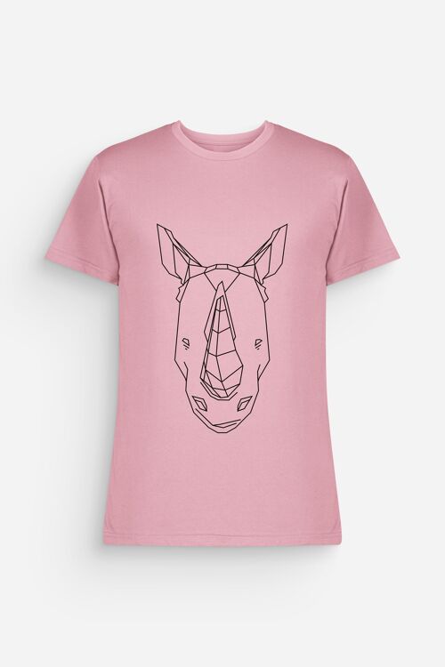 T-Shirt Rhinocéros Homme Rose Noir