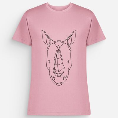 T-Shirt Rhinocéros Homme Rose Noir