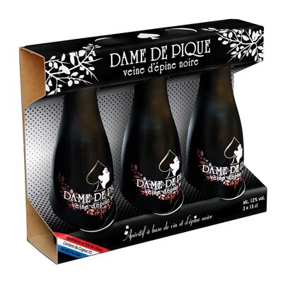 Pik-Dame - schwarze Dornenader-Box VS 3x15cl