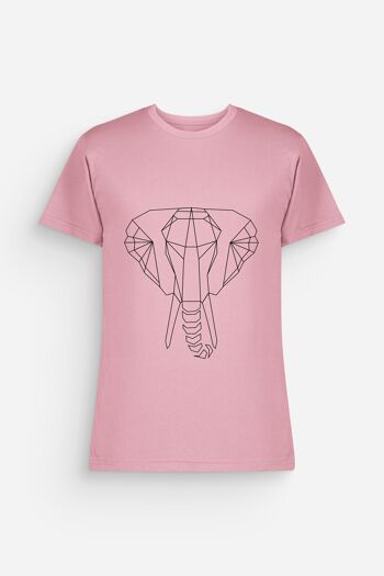 T-Shirt Eléphant Homme Rose Noir